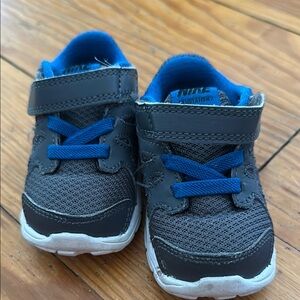 Nike Gray and Blue Mesh Sneakers with Velcro Strap